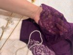 شورت زنانه نخ پنبه درجه یک پشت دانتل برند سولار (بنفش) - تصویر 3