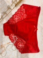 شورت زنانه نخ پنبه درجه یک پشت دانتل برند سولار (قرمز) - تصویر 2